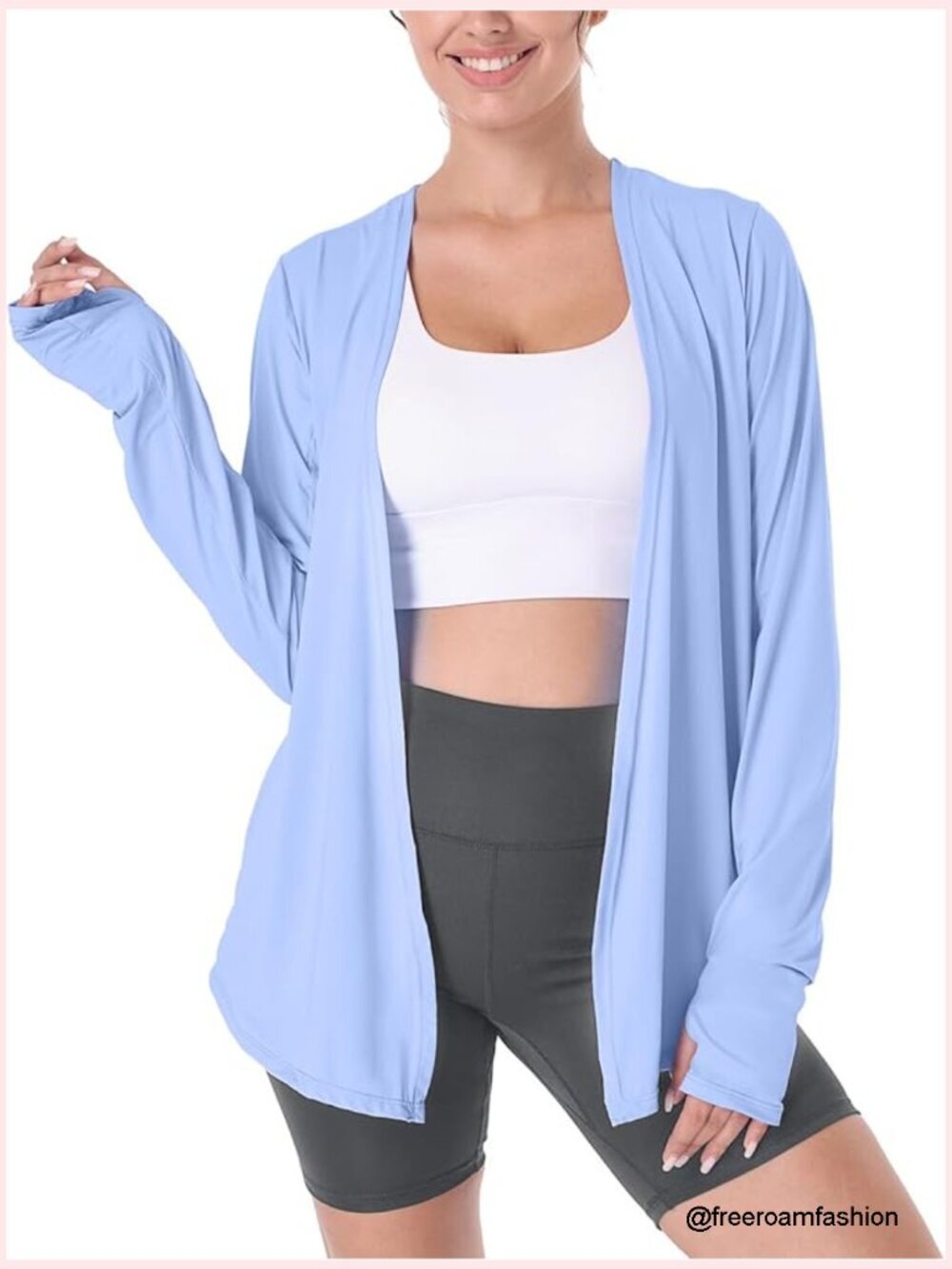 UPF 50+ Long Sleeve Cardigan, Lightweight Sun Protection with Thumb Holes &